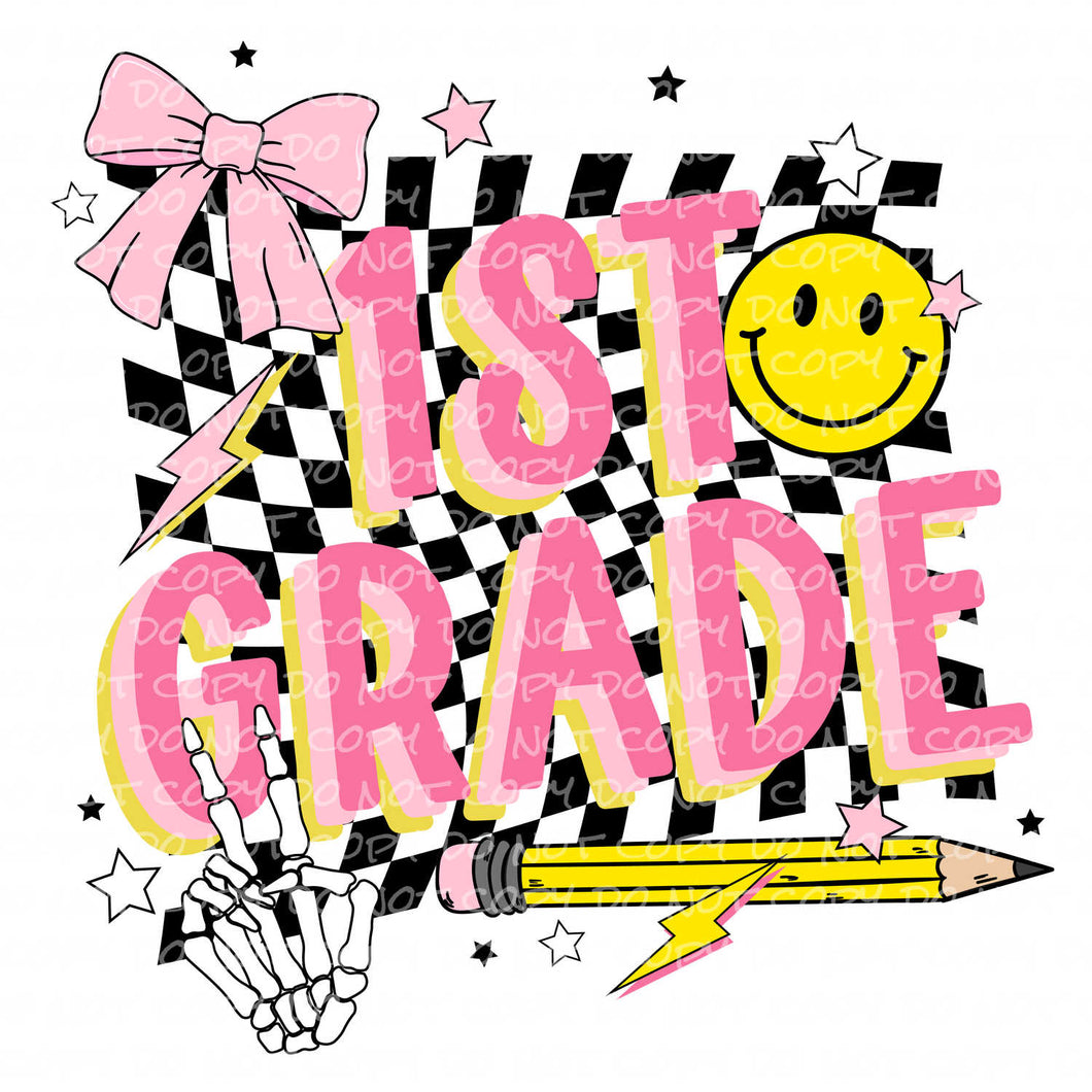 1st Grade Pink | DTF Ready to Press or Sublimation Transfer