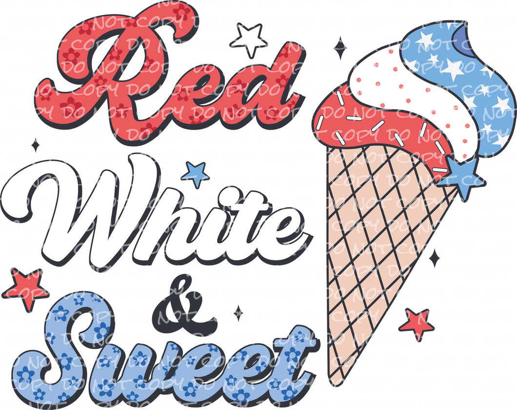 Red White & Sweet Ice Cream | DTF Ready to Press or Sublimation Transfer