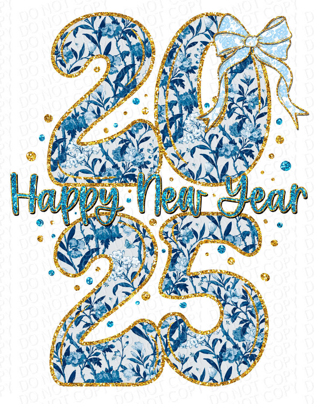 Happy New Year 2025 Floral Coquette | DTF Ready to Press or Sublimation Transfer