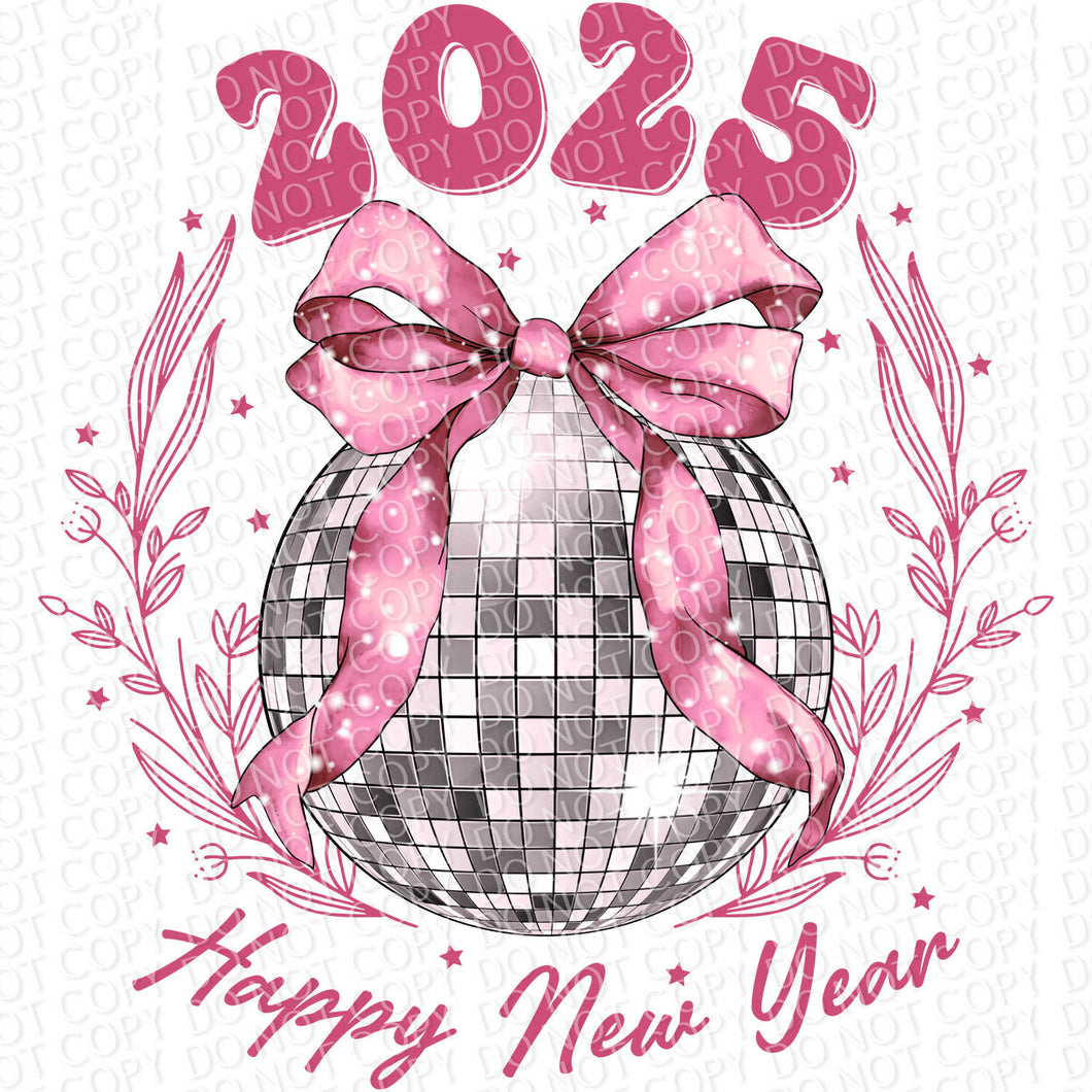 Happy New Year 2025 Disco Ball | DTF Ready to Press or Sublimation Transfer