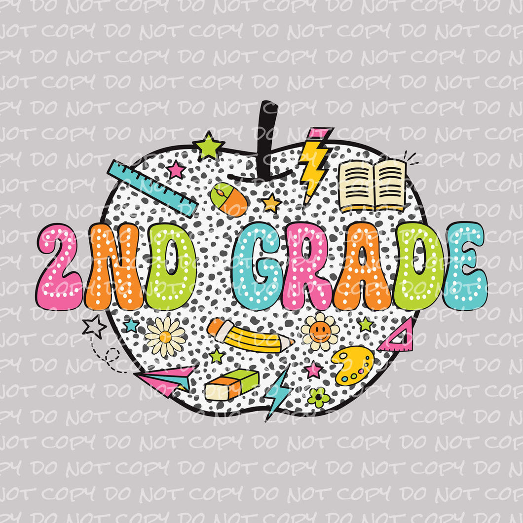 2nd Grade Dalmatian Apple | DTF Ready to Press or Sublimation Transfer