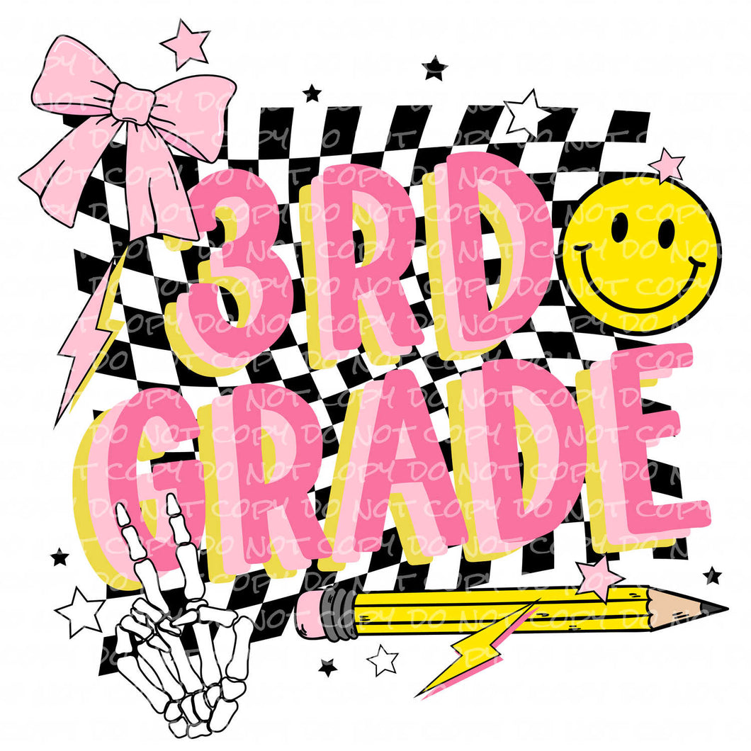 3rd Grade Pink | DTF Ready to Press or Sublimation Transfer