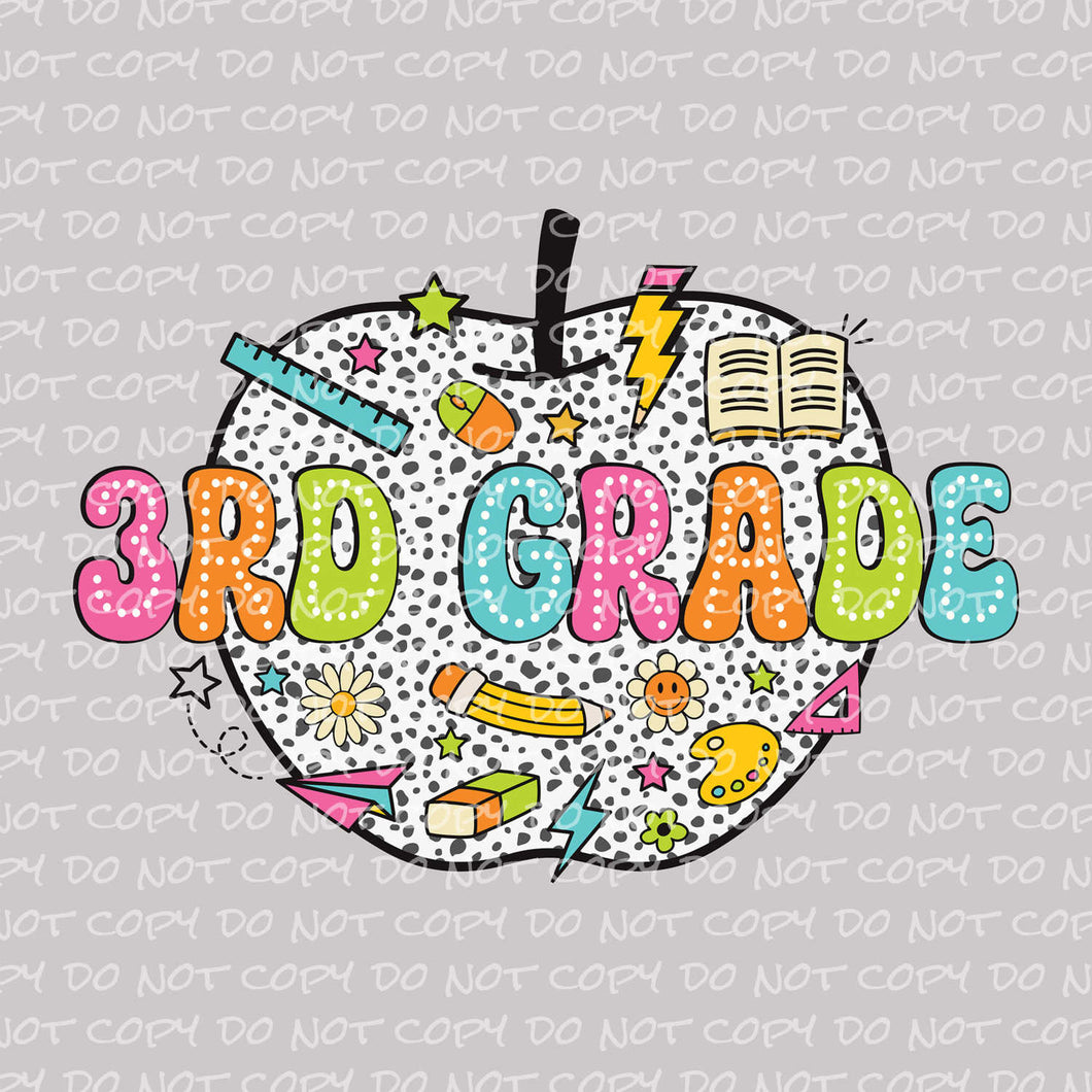 3rd Grade Dalmatian Apple | DTF Ready to Press or Sublimation Transfer