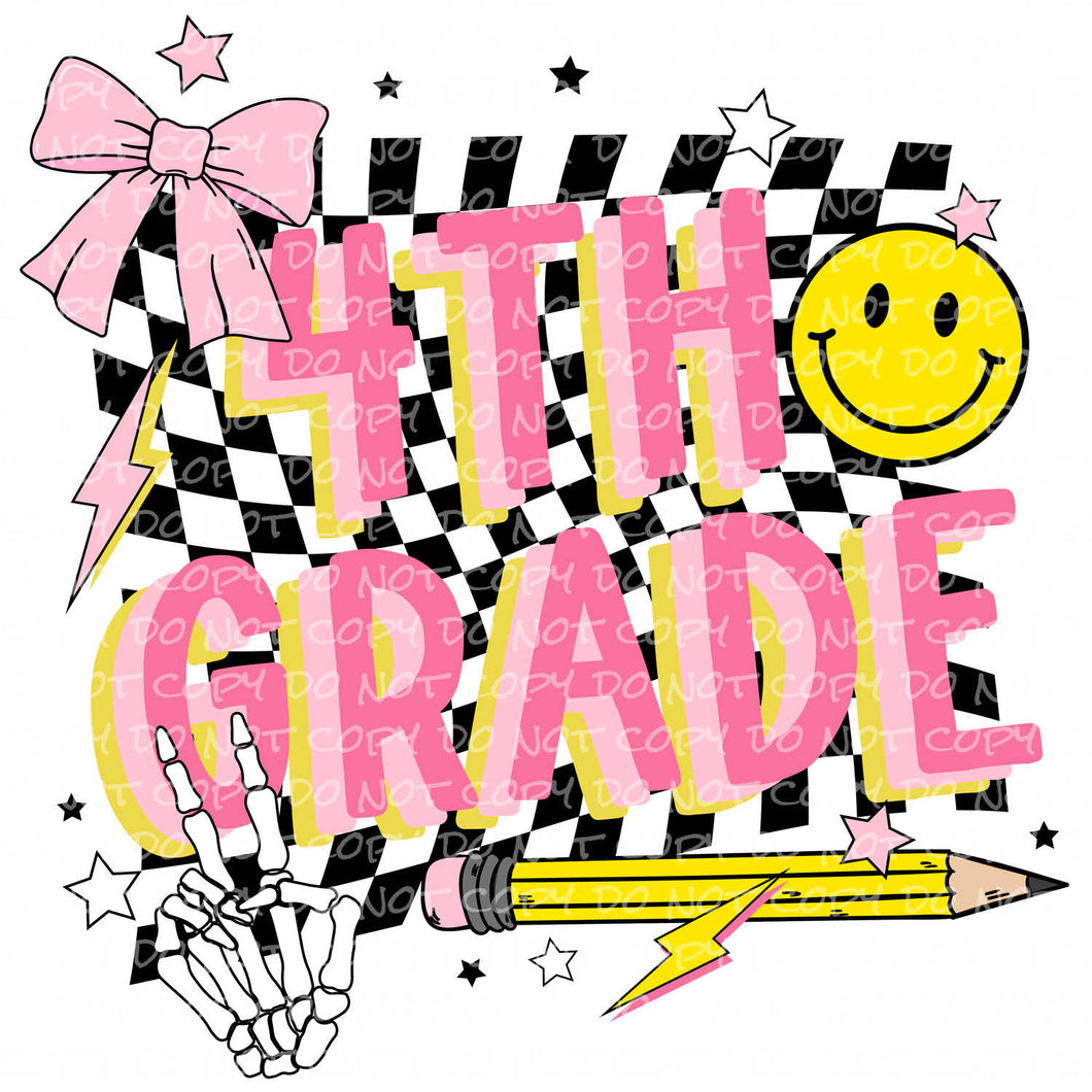 4th Grade Pink | DTF Ready to Press or Sublimation Transfer