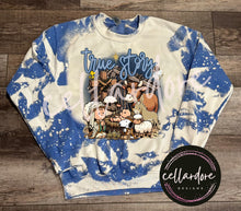 Load image into Gallery viewer, Bleached Blue Crewneck Sweatshirt (Multiple Designs) - Completed Apparel Items
