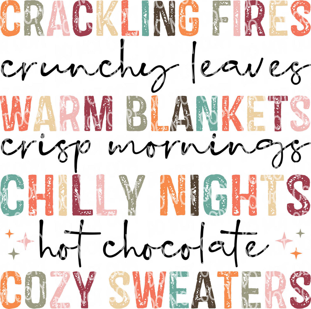 Crackling Fires Crunchy Leaves | DTF Ready to Press or Sublimation Transfer