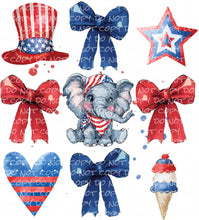 Load image into Gallery viewer, America Elephant Coquette - DTF Ready to Press or Sublimation Transfer
