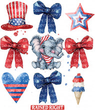 Load image into Gallery viewer, America Elephant Coquette - DTF Ready to Press or Sublimation Transfer
