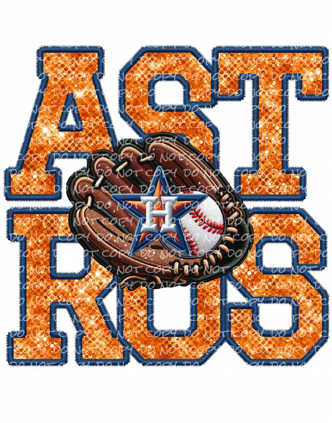 Baseball Faux Embroidery Patch - Houston | DTF Ready to Press or Sublimation Transfer