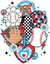 Load image into Gallery viewer, Baseball Collage (several color options) | DTF Ready to Press or Sublimation Transfer
