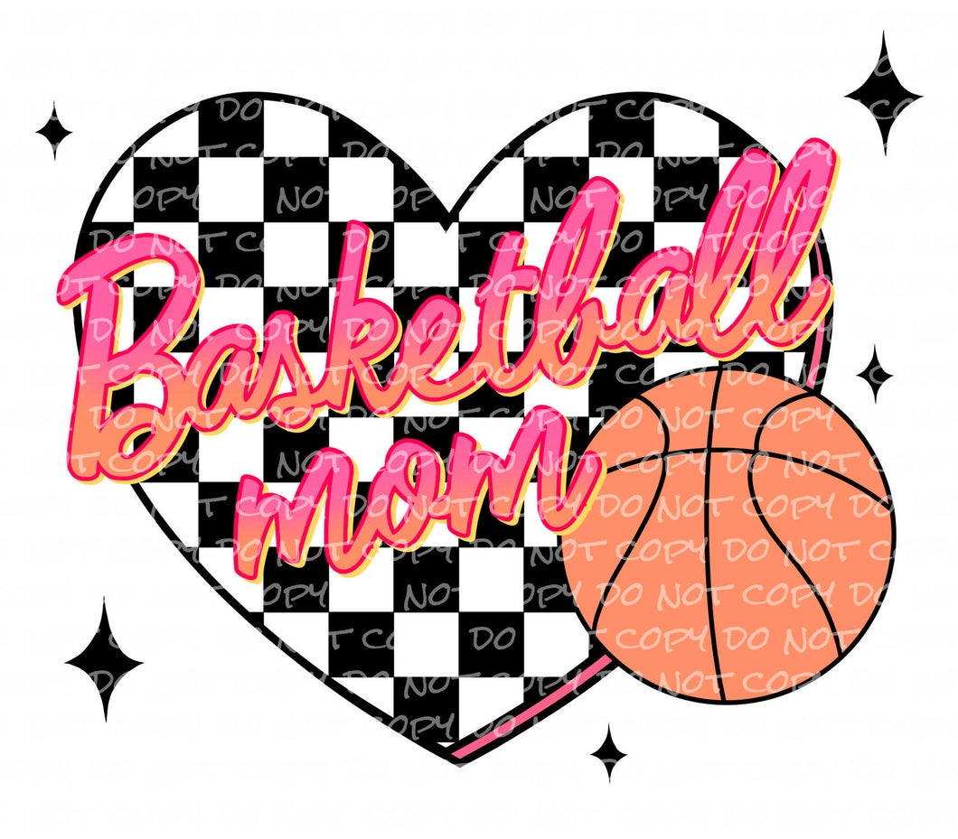 Basketball Mom with optional pocket design - DTF Ready to Press or Sublimation Transfer