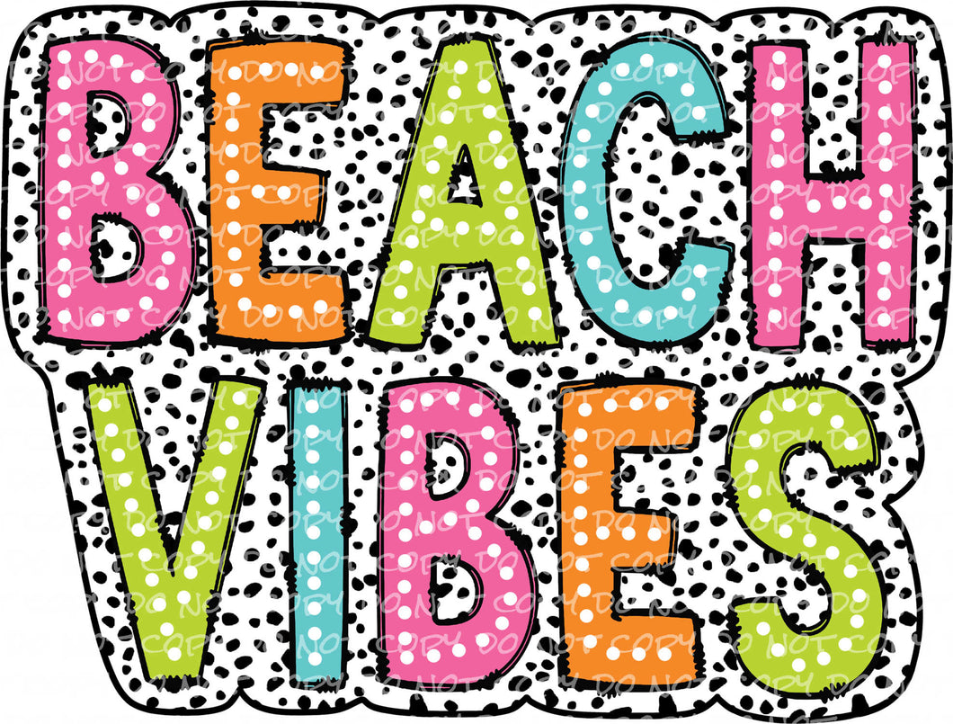 Beach Vibes Dalmatian Dots - DTF Ready to Press or Sublimation Transfer