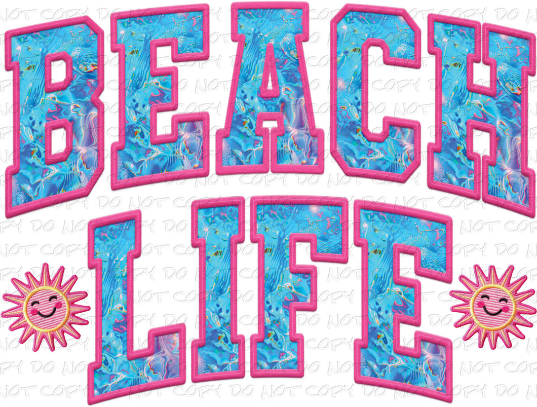 Beach Life Faux Patch | DTF Ready to Press or Sublimation Transfer