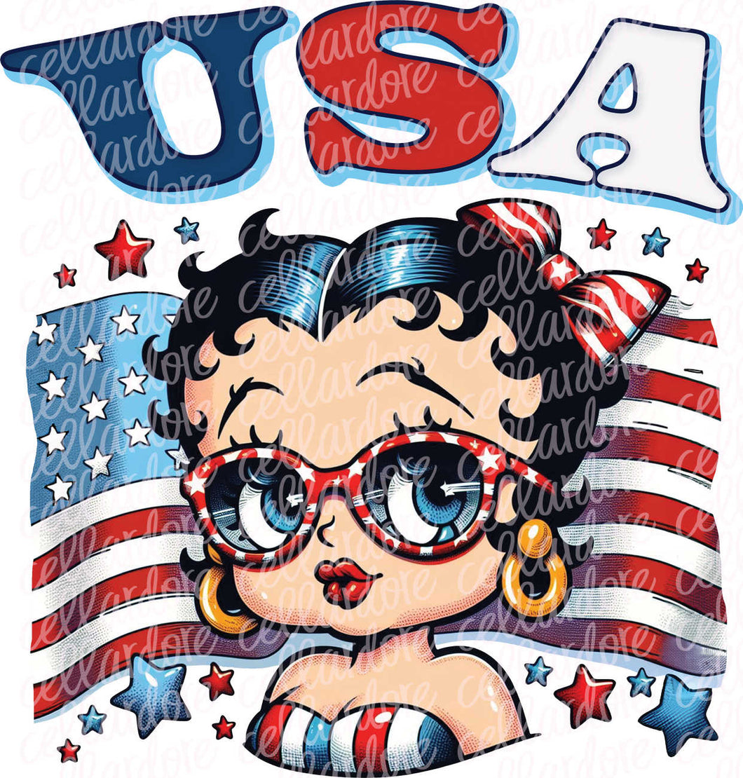 USA Bette B - DTF Ready to Press Transfer