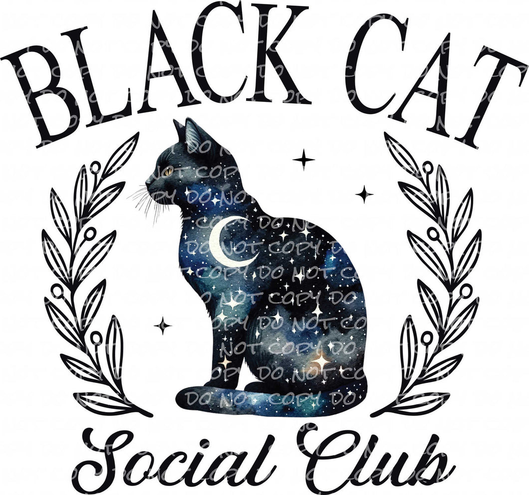 Black Cat Social Club (2 design options) | DTF Ready to Press or Sublimation Transfer