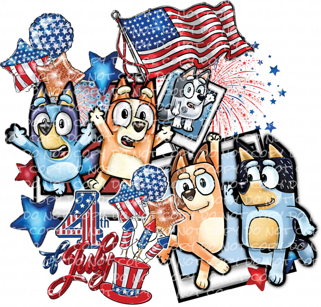 4th of July Polaroid Dogs | DTF Ready to Press or Sublimation Transfer