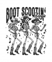 Load image into Gallery viewer, Dancing Skeletons Boot Scootin&#39; Boogie Country Line Dance Cowboy Cowgirl Best Seller | DTF Ready to Press or Sublimation Transfer
