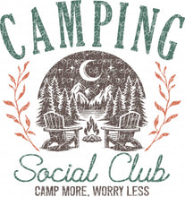 Load image into Gallery viewer, Camping Social Club (Camp More Worry Less) | DTF Ready to Press or Sublimation Transfer
