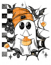 Load image into Gallery viewer, Candy Corn Ghostie with Optional Sleeve | DTF Ready to Press or Sublimation Transfer
