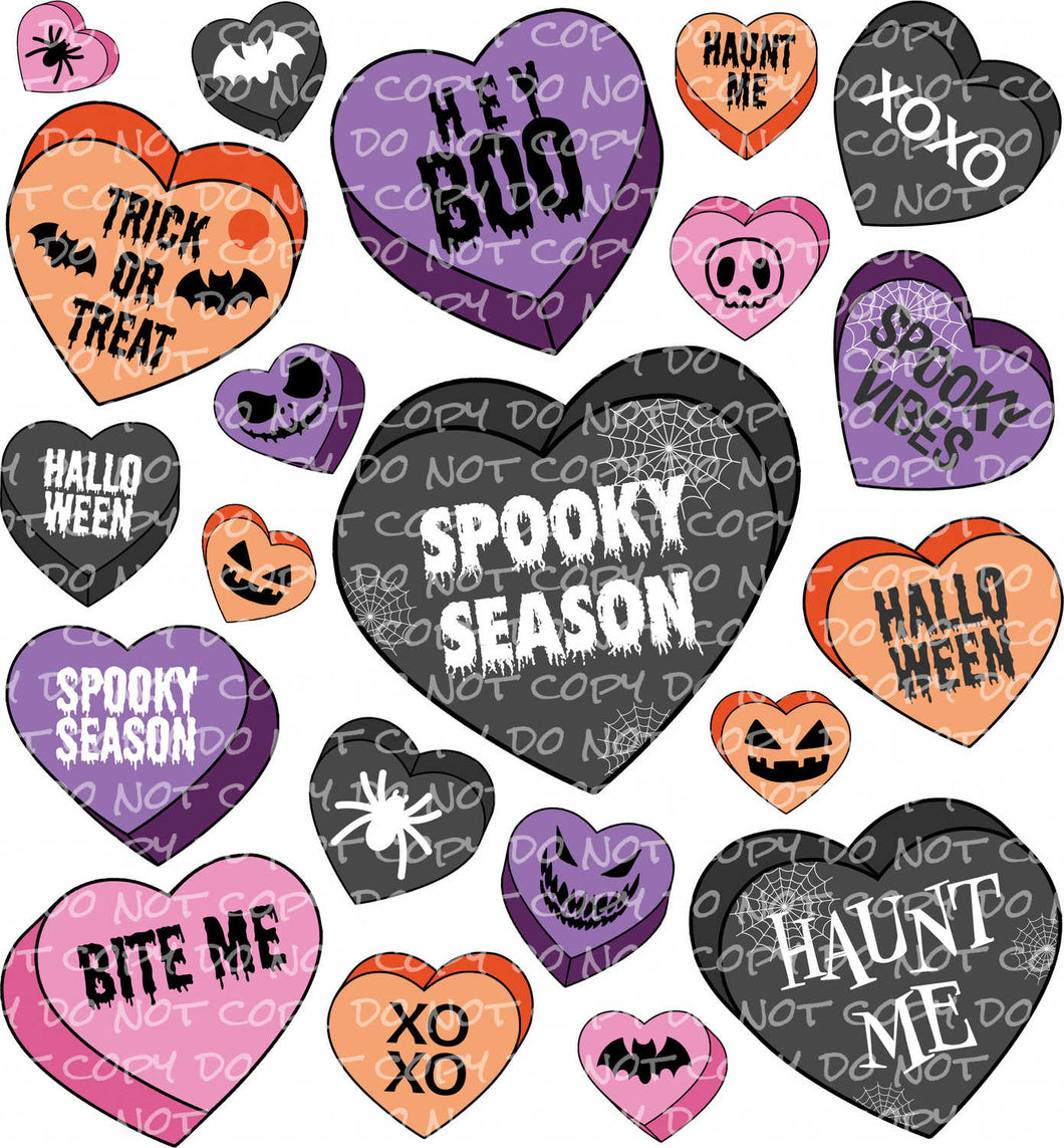 Halloween Candy Hearts | DTF Ready to Press or Sublimation Transfer