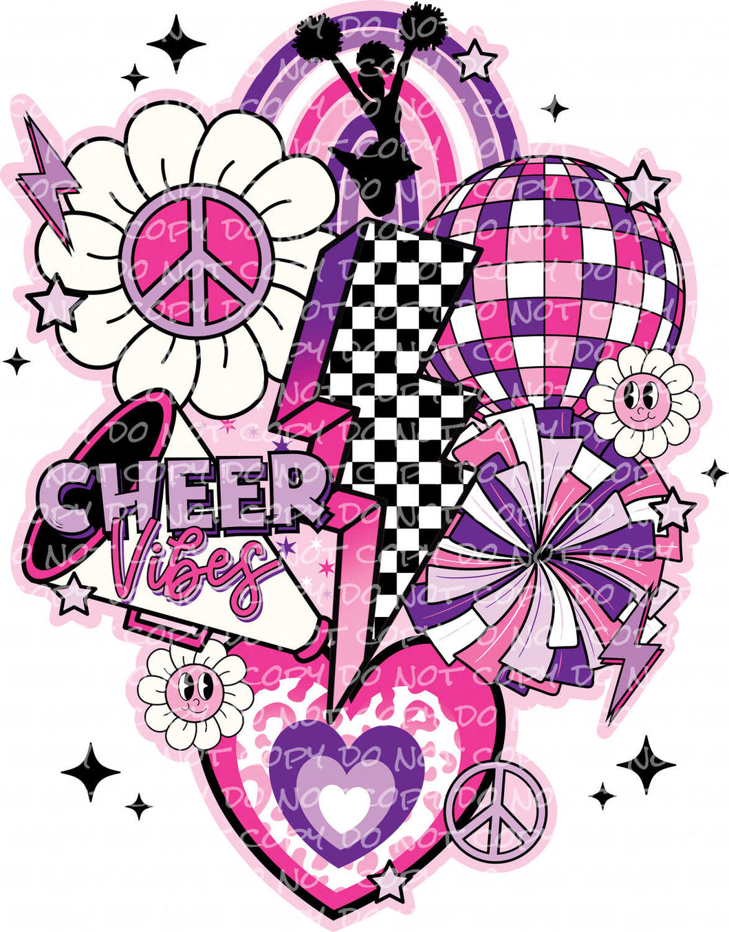 Cheer Vibes Collage | DTF Ready to Press or Sublimation Transfer