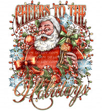 Load image into Gallery viewer, Cheers to the Holidays (3 Design Options) with optional sleeve | DTF Ready to Press or Sublimation Transfer
