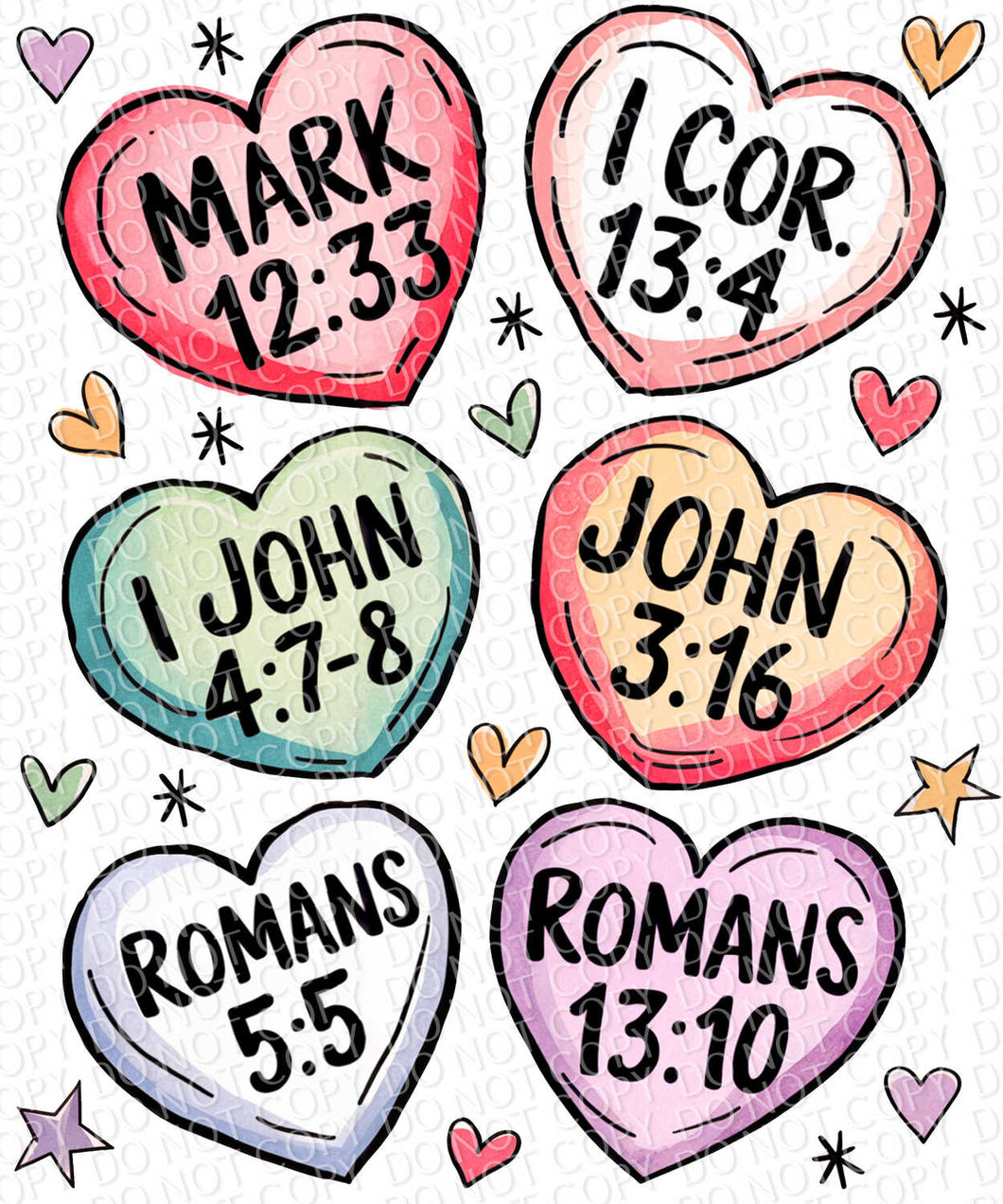 Christian Candy Hearts | DTF Ready to Press or Sublimation Transfer