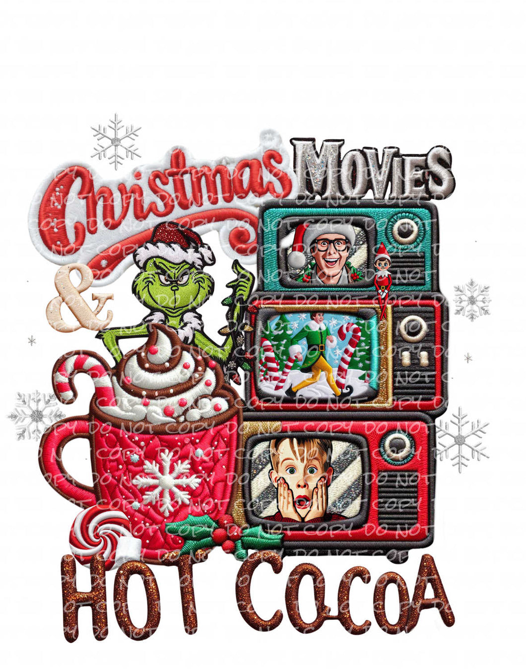 Christmas Movies & Hot Cocoa | DTF Ready to Press or Sublimation Transfer