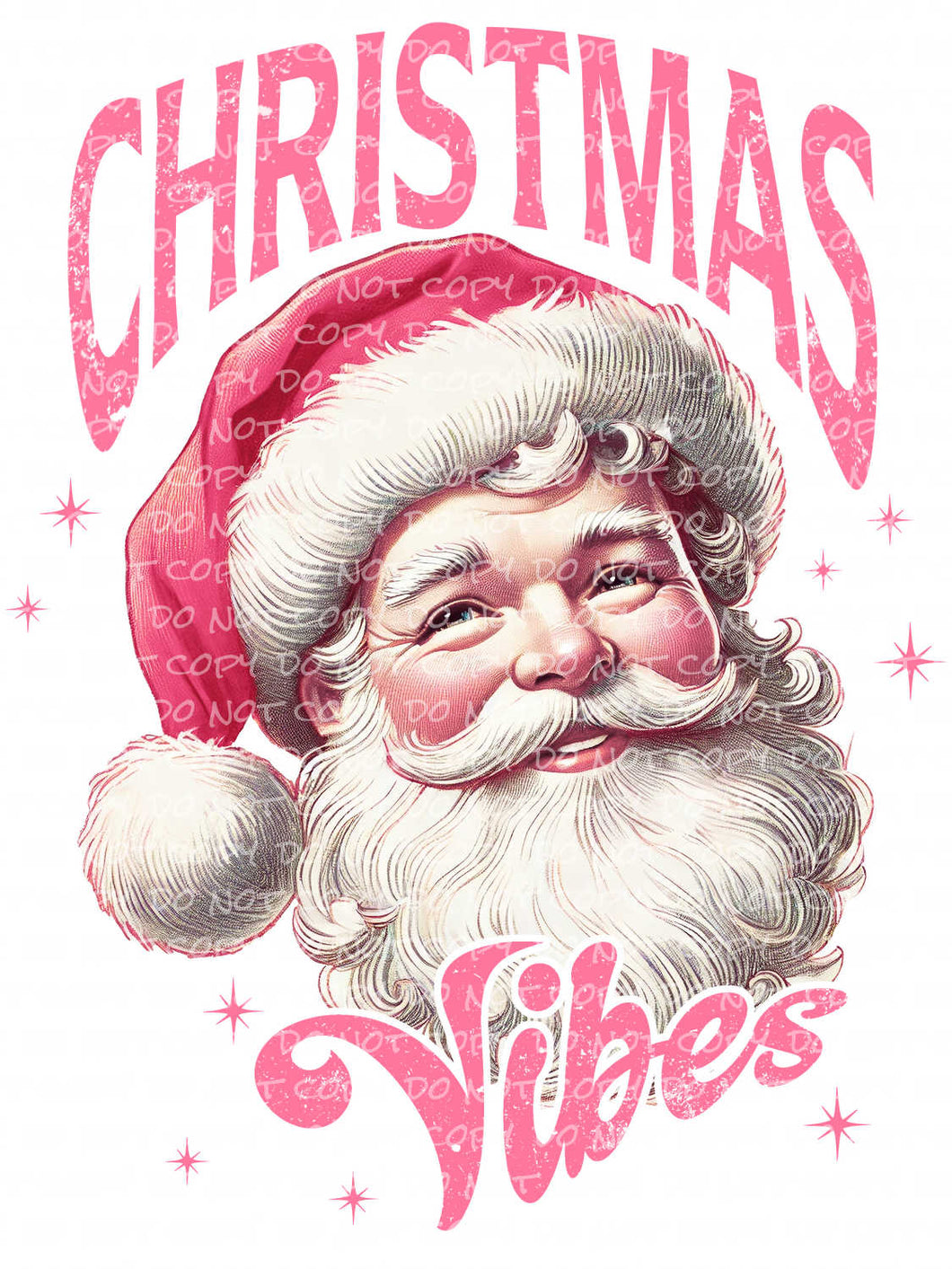 Christmas Vibes Pink Santa | DTF Ready to Press or Sublimation Transfer