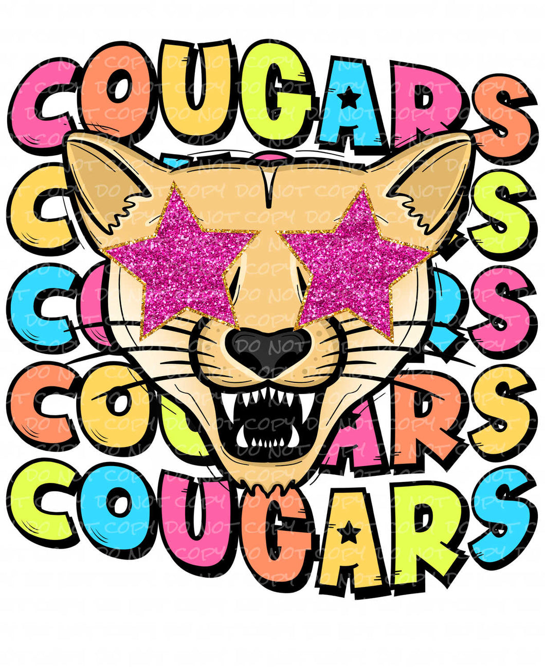 Cougars Colorful | DTF Ready to Press or Sublimation Transfer