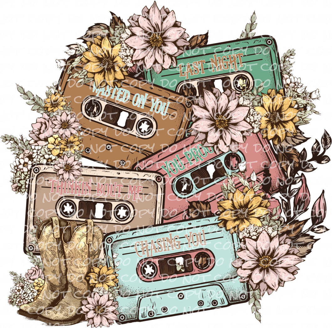 Country Cassette Tapes | DTF Ready to Press or Sublimation Transfer