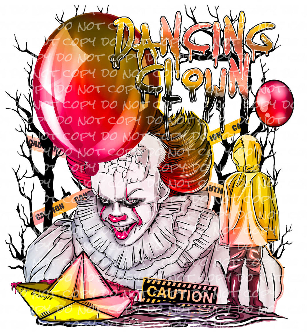 Dancing Clown with optional sleeve | DTF Ready to Press or Sublimation Transfer