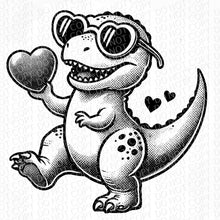 Load image into Gallery viewer, Cute Valentine&#39;s Dinosaur - Available in Red, Black or Pink | DTF or Sublimation Ready to Press Transfer
