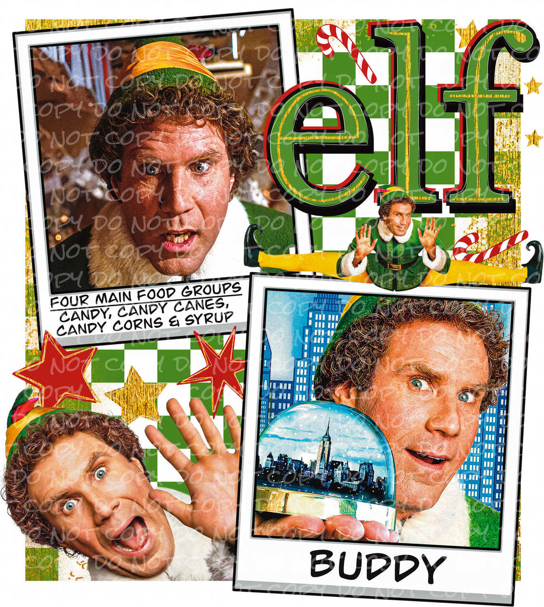 E_L_F_Christmas Classic Polaroid | DTF Ready to Press or Sublimation Transfer