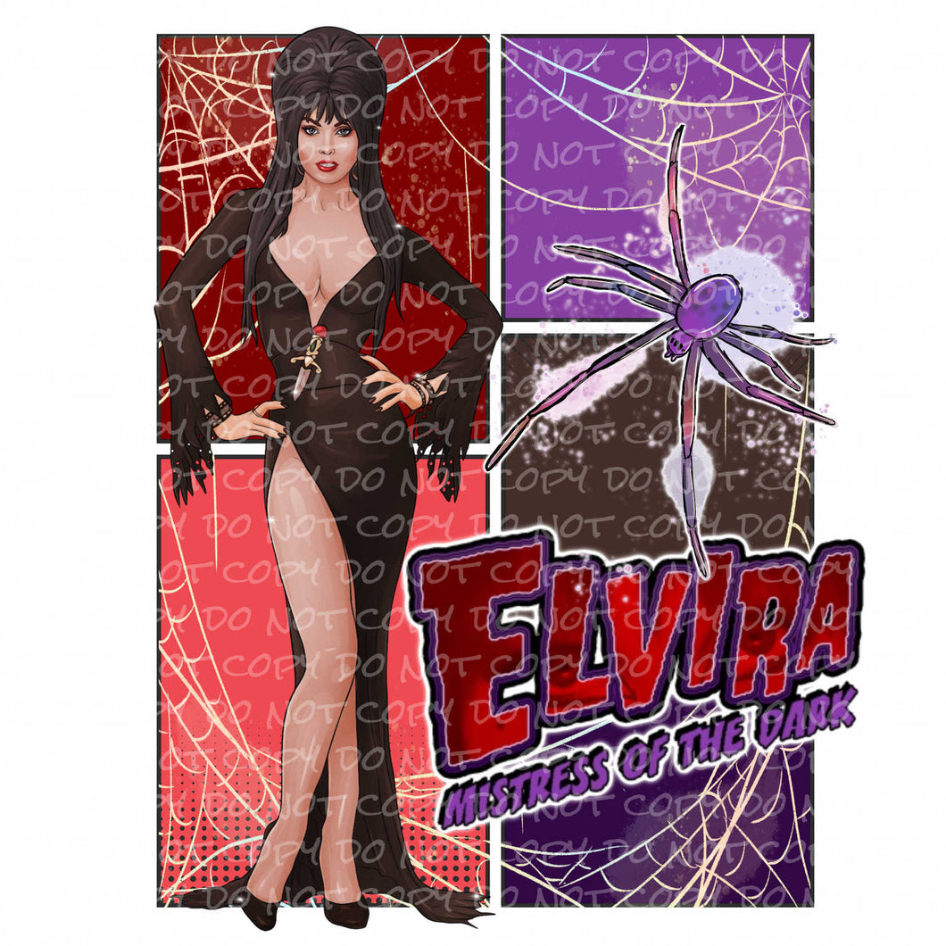 Halloween Mistress of the Dark Best Seller Haunted Houses Spiders Webs | DTF Ready to Press or Sublimation Transfer