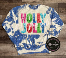 Load image into Gallery viewer, Bleached Blue Crewneck Sweatshirt (Multiple Designs) - Completed Apparel Items
