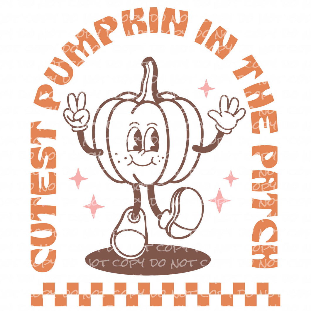 Fall Cutest Pumpkin in the Patch Kids Autumn | DTF Ready to Press or Sublimation Transfer