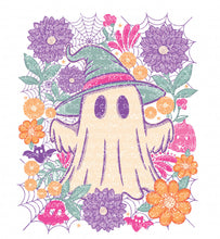 Load image into Gallery viewer, Floral Ghost with optional sleeve design | DTF Ready to Press or Sublimation Transfer
