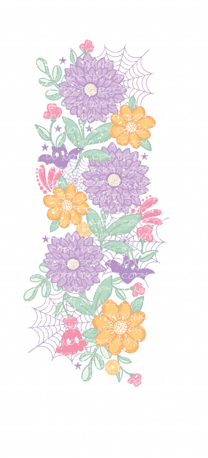 Floral Ghost with optional sleeve design | DTF Ready to Press or Sublimation Transfer