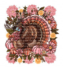 Load image into Gallery viewer, Give Thanks Floral Turkey | DTF Ready to Press or Sublimation Transfer
