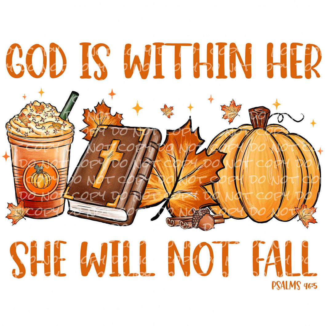 God is Within Her She Will Not Fail Psalms 46:5 | DTF Ready to Press or Sublimation Transfer