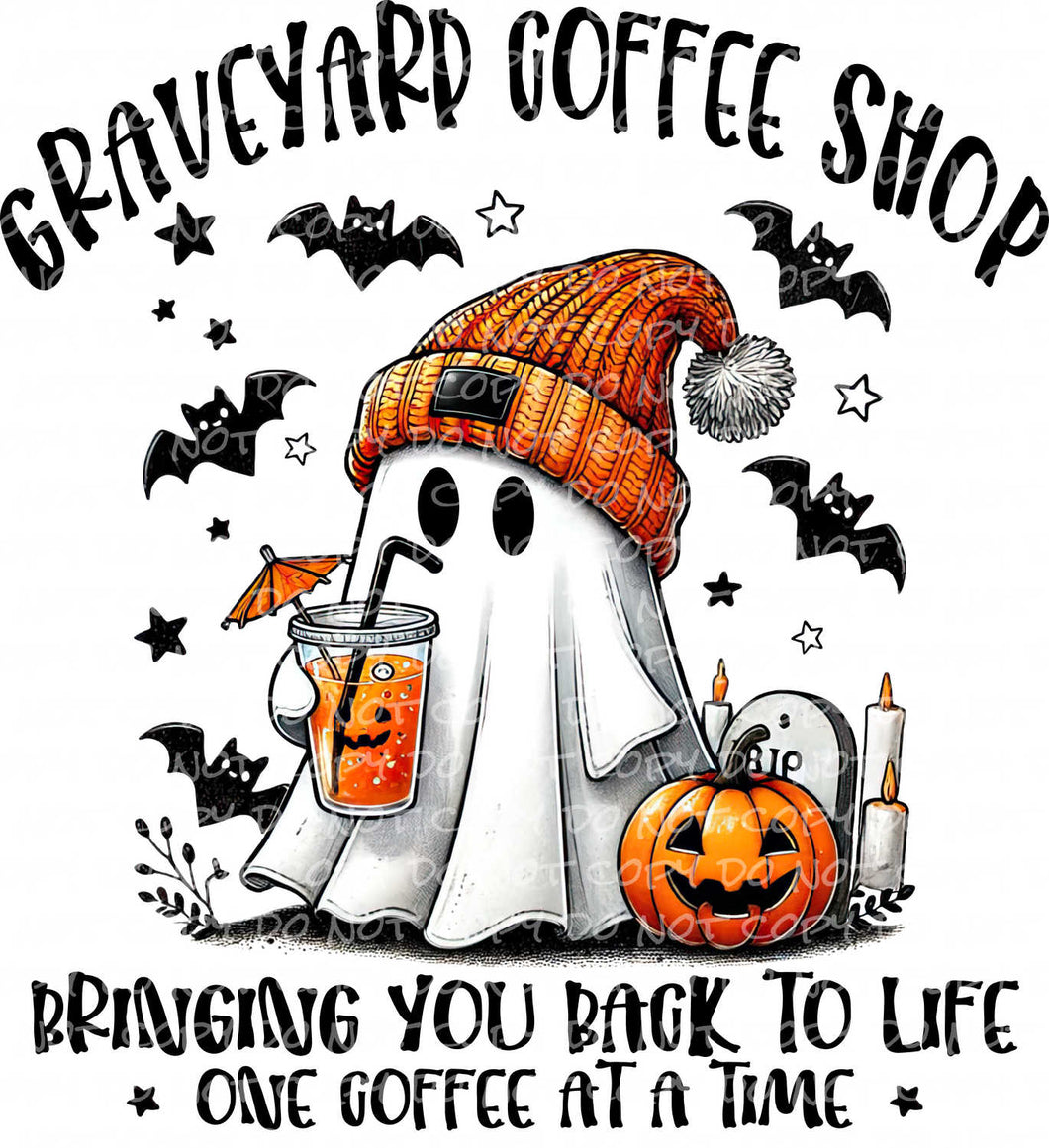 Graveyard Coffee Shop | DTF Ready to Press or Sublimation Transfer