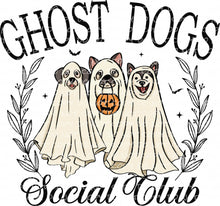 Load image into Gallery viewer, Halloween Ghost Dogs Social Club Trick or Treat Pumpkin Candy Animal Lover Best Seller | DTF Ready to Press or Sublimation Transfer
