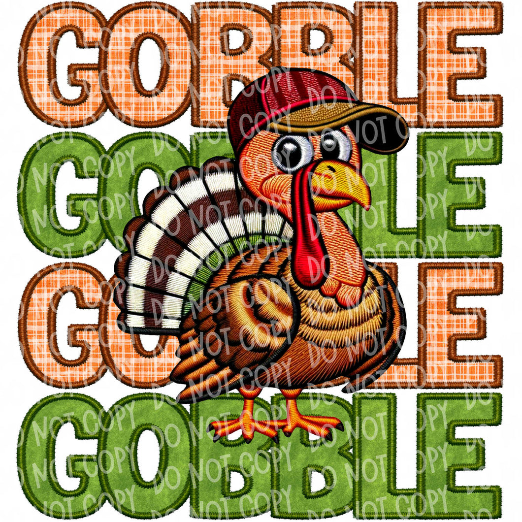 Gobble Faux Embroidery Patch Green | DTF Ready to Press or Sublimation Transfer