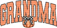 Load image into Gallery viewer, Fall Grandma Varsity Letters Pumpkin Coquette Bow Checkered Print | DTF Ready to Press or Sublimation Transfer
