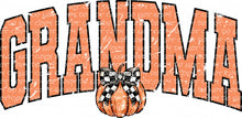 Load image into Gallery viewer, Fall Grandma Varsity Letters Pumpkin Coquette Bow Checkered Print | DTF Ready to Press or Sublimation Transfer
