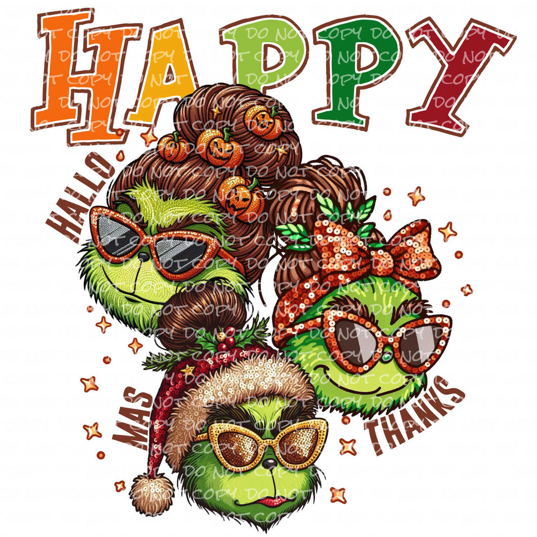 Happy HallowThanksMas | DTF Ready to Press or Sublimation Transfer