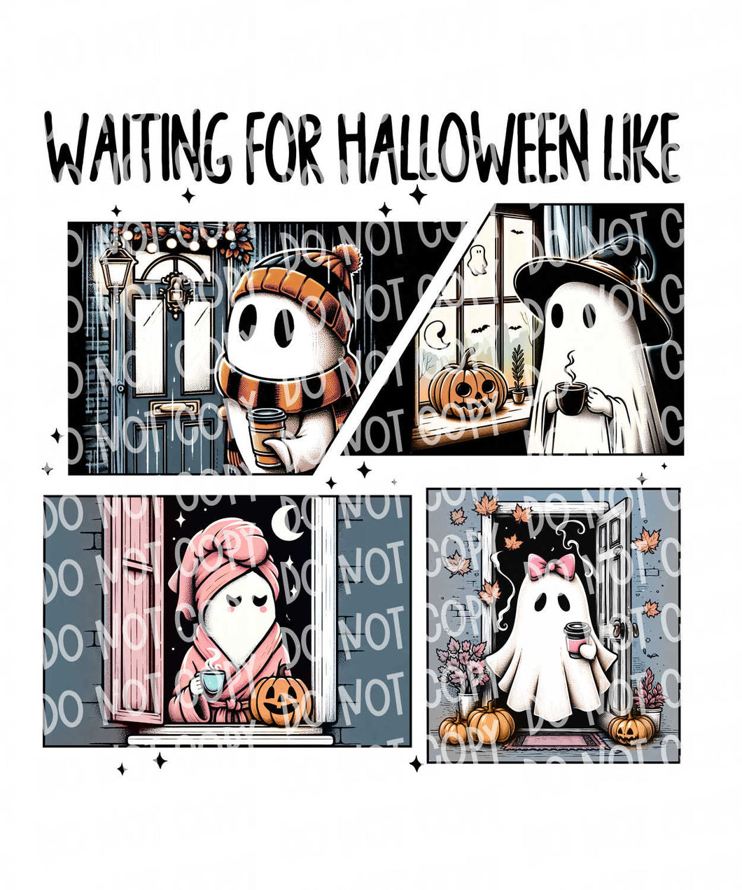 Waiting for Halloween Like - Ghosties | DTF Ready to Press or Sublimation Transfer