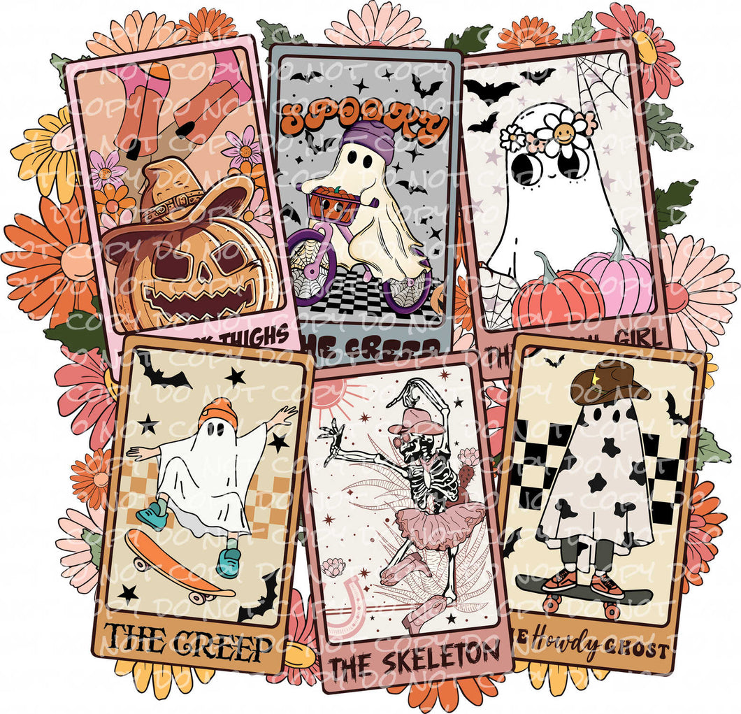 Floral Halloween Tarot Cards | DTF Ready to Press or Sublimation Transfer