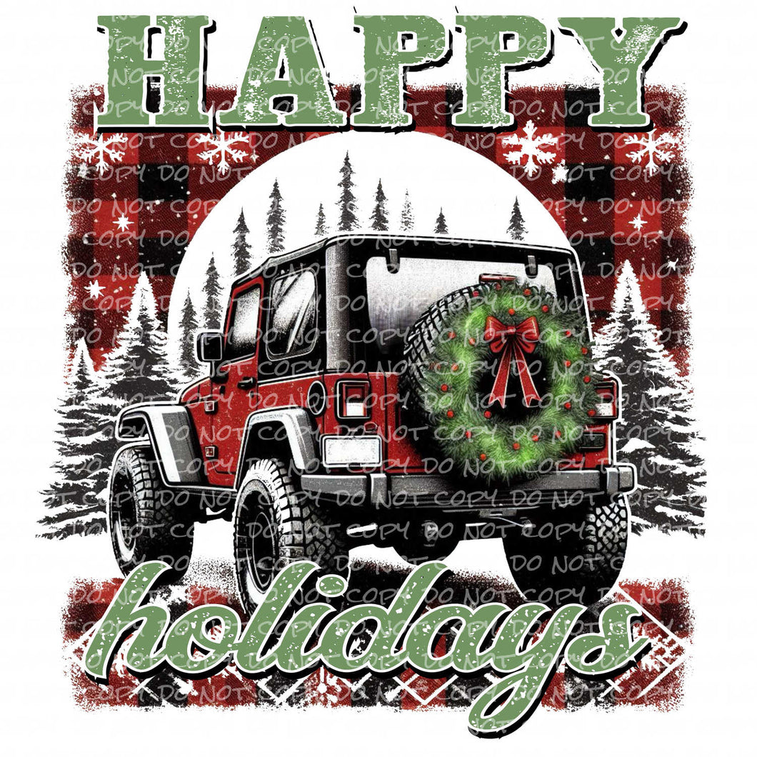 Happy Holidays Buffalo Plaid | DTF Ready to Press or Sublimation Transfer